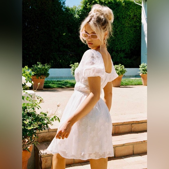 PRINCESS POLLY KENNY MINI DRESS PUFFY SQUARE NECK FLORAL PATTERN FRONT TIES - Picture 9 of 10